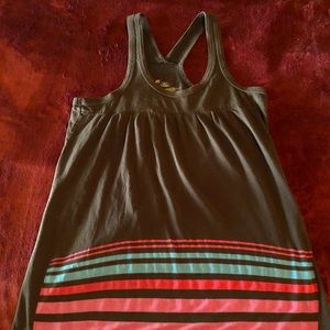 Black flowy tank top with pink and blue stripes